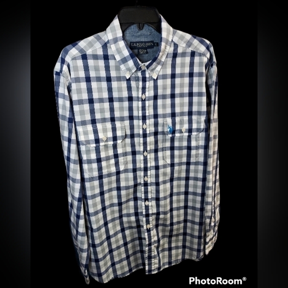 U.S.Polo XL Blue and grey plaid L/S Dress shirt - Picture 13 of 14